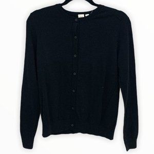 GAP Button Up Crewneck Cotton Cardigan Black S NWT